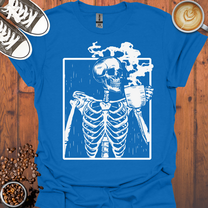 Skeleton Drinking Coffee Tee