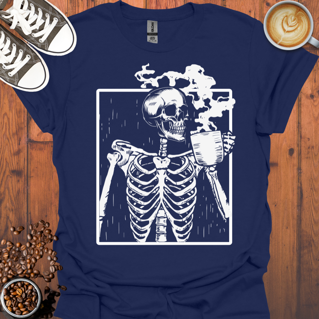 Skeleton Drinking Coffee Tee